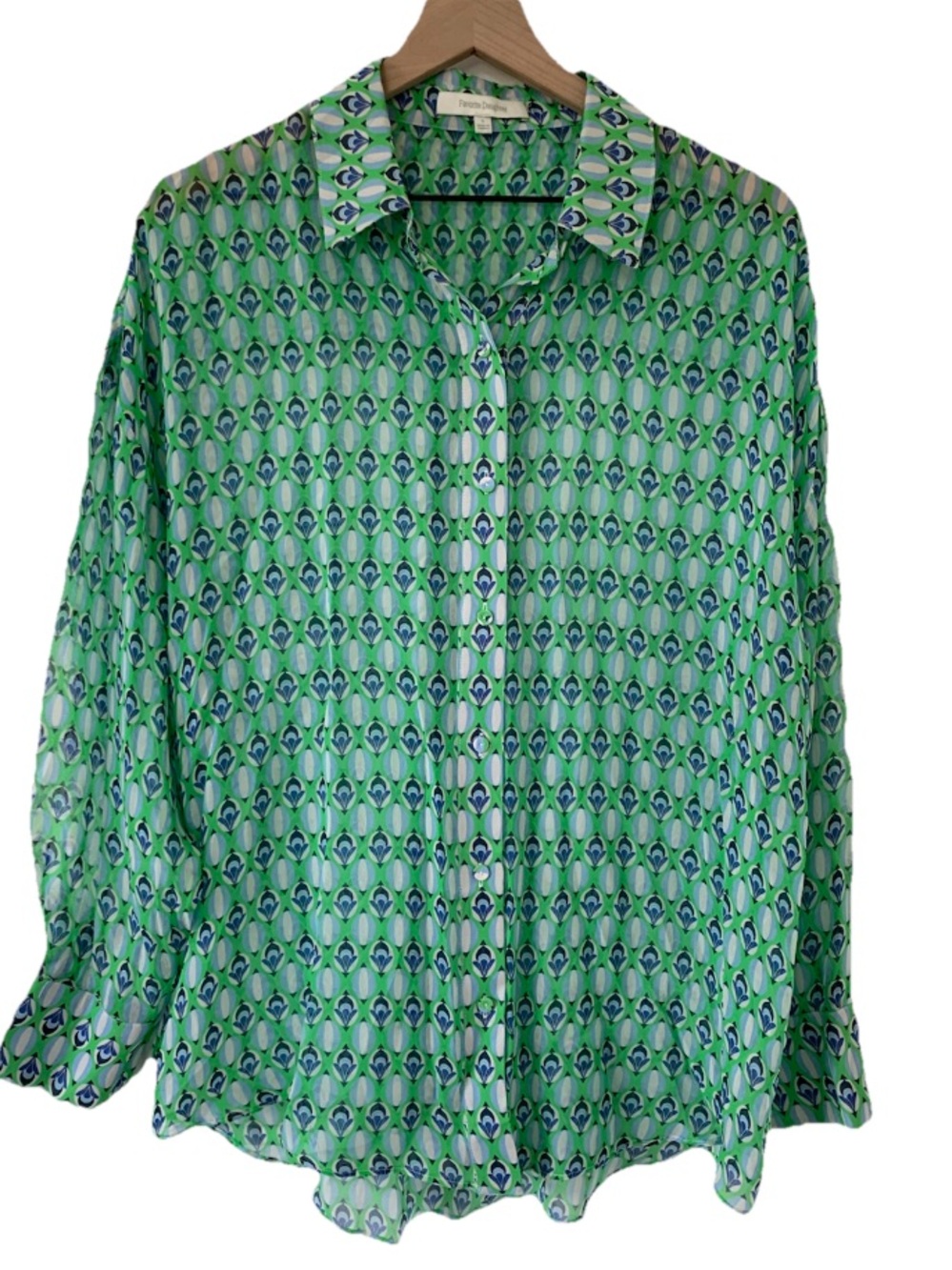 Favorite Daughter The Friday Shirt in Green Retro Mosaic Print Blouse S Button